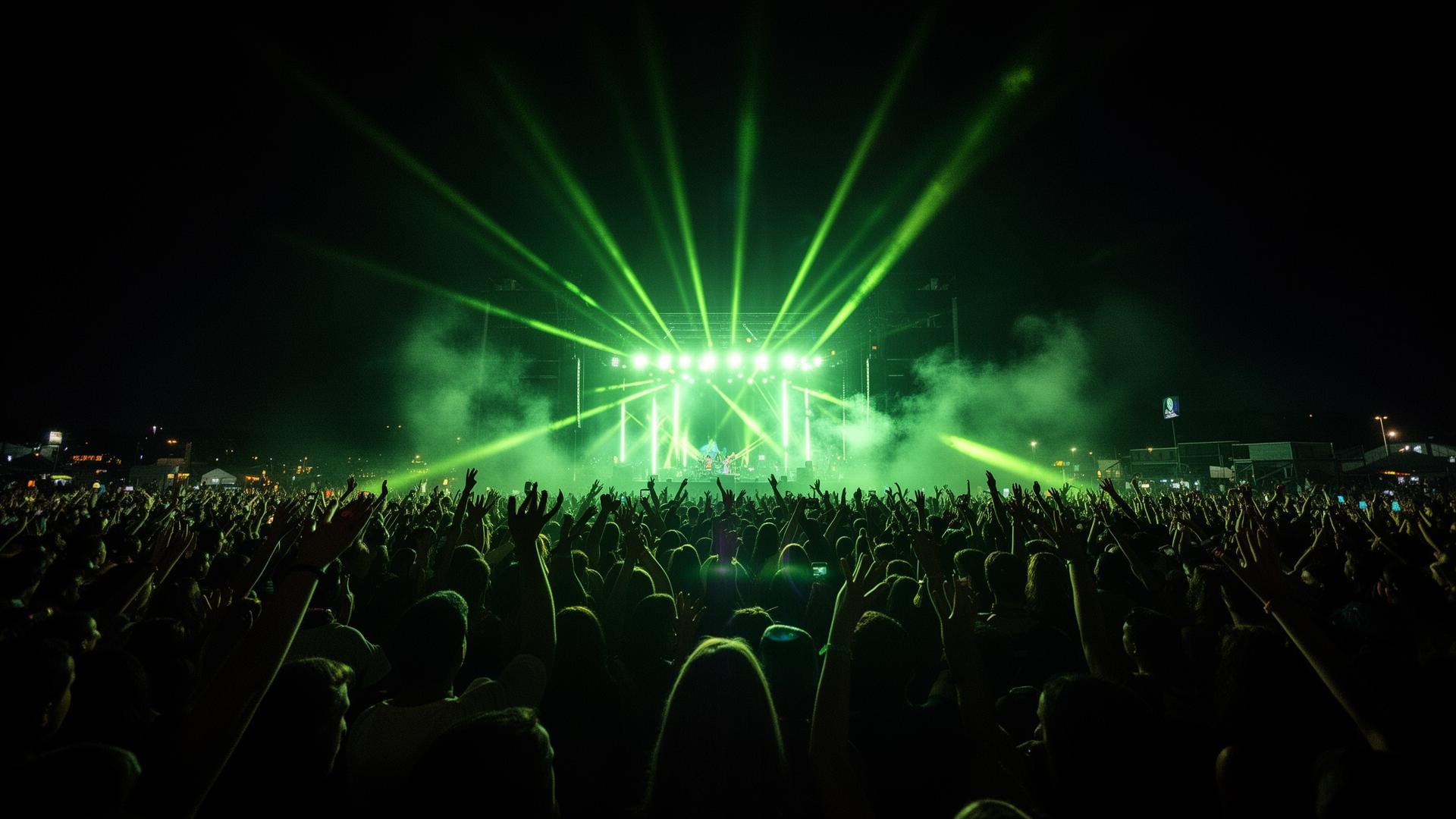 Jam Junxion crowd under neon stage lights